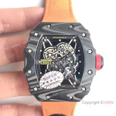 Replica Richard Mille RM 35-01 Rafael Nadal Carbon Watch Orange Leather